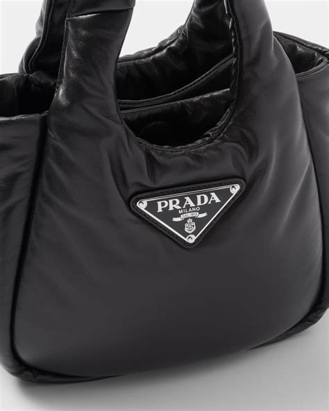 prada system padded black nappa leather shoulder bag|nappa leather handbags.